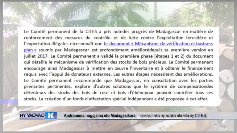Andramena nogejaina eto Madagasikara : nankasitraka ny ezaka efa vita ny CITES
