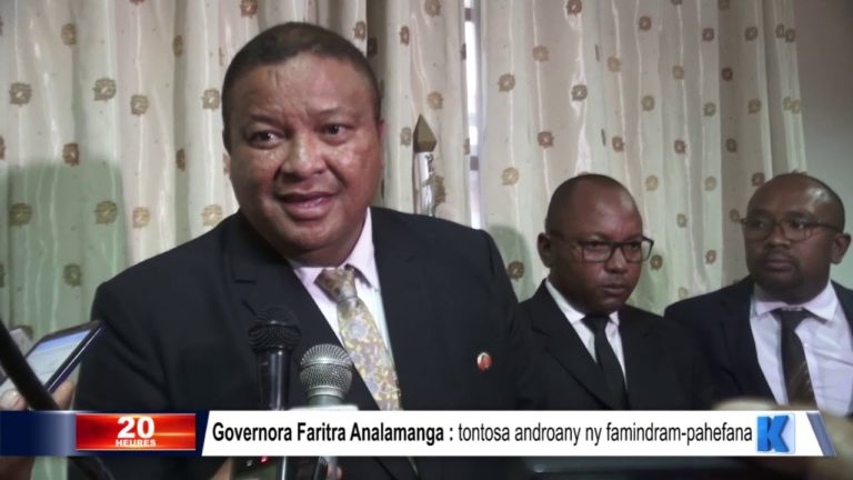 Governora Faritra Analamanga : tontosa androany ny famindram-pahefana