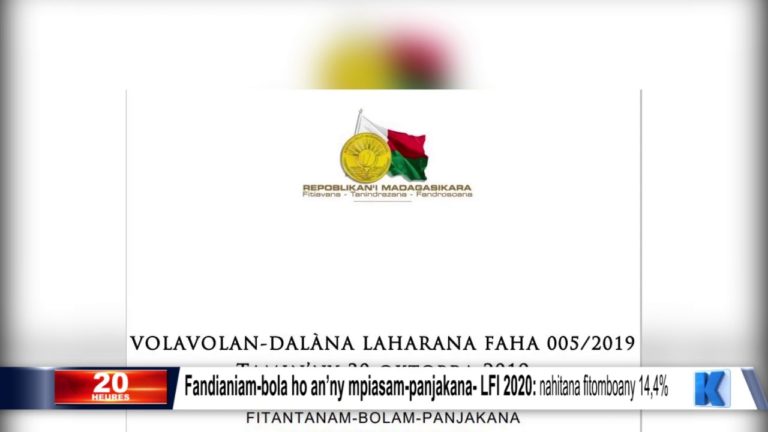 Fandianiam-bola ho an’ny mpiasam-panjakana- LFI 2020: nahitana fitomboany 14,4%
